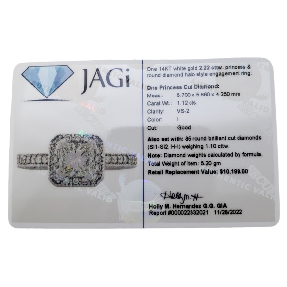 Vintage 14 Karat White Gold Princess Cut Diamond Halo Engagement Ring Size 4.25 - Picture 9 of 9